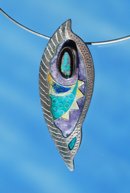 Robert Mannella - Cloisonne enamel fish pendant