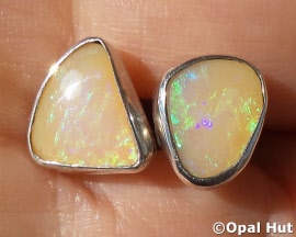 Solid opal earrings set in Sterling Silver