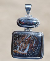 Double Koroit Opal Sterling Silver Pendant