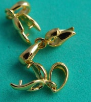 Vermeil Sterling Silver Pinch Bail Connector Leaf Shape