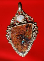 Yowah Matrix Opal Pendant in Antique Finish Sterling Silver