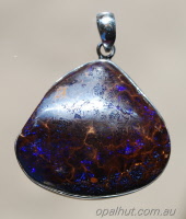 Purple Matrix Boulder Opal and Sterling silver Pendant